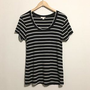 Zenana Outfitters B&W Sailor Stripe Rayon Fitted Tee